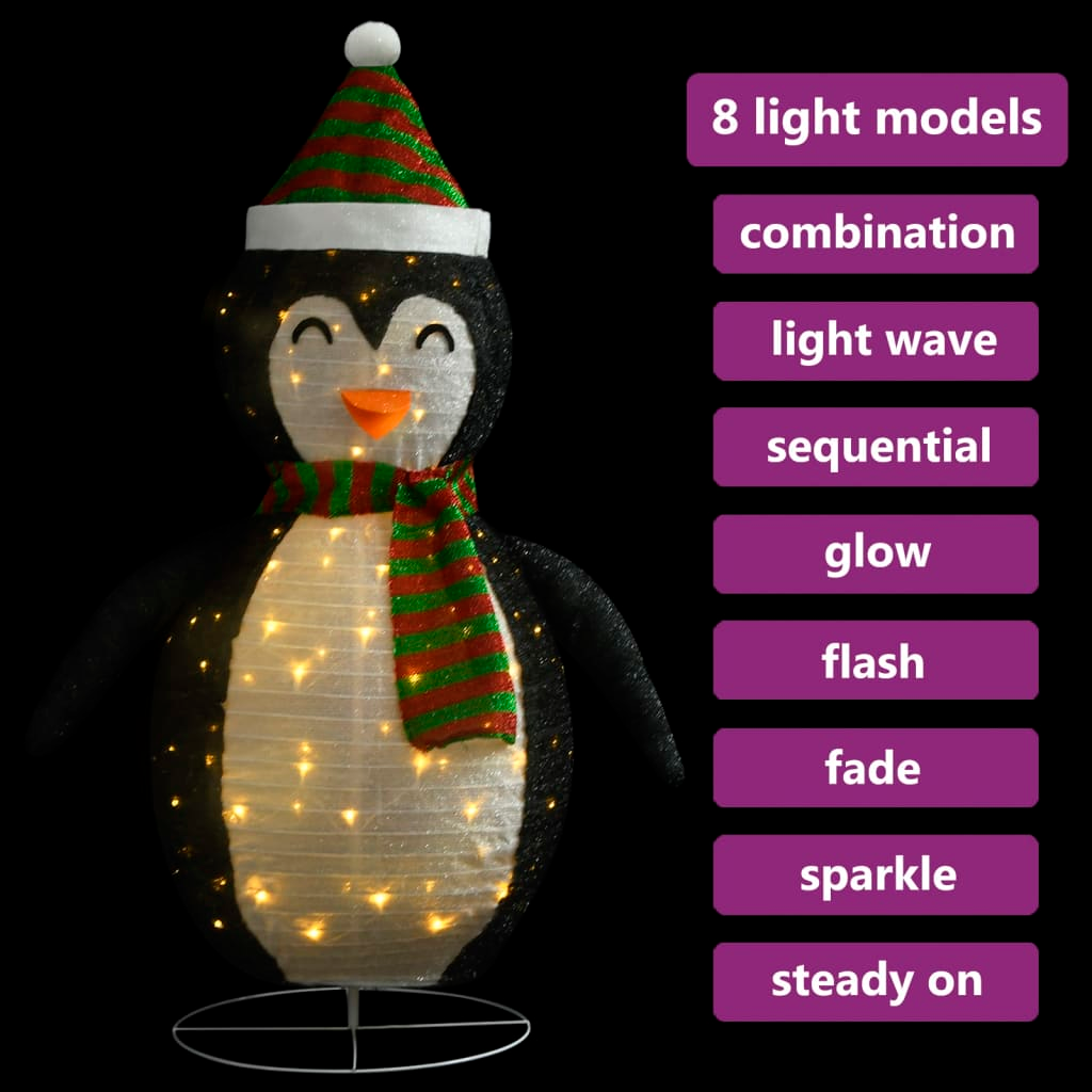 Decorative Christmas Snow Penguin Figure LED Luxury Fabric 3 ft