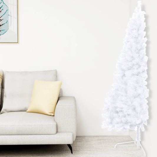 Artificial Half Christmas Tree with Stand White 7 ft PVC