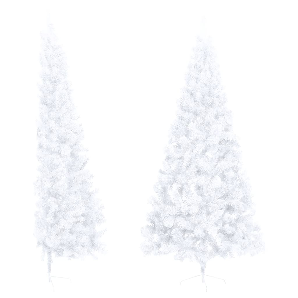 Artificial Half Christmas Tree with Stand White 7 ft PVC