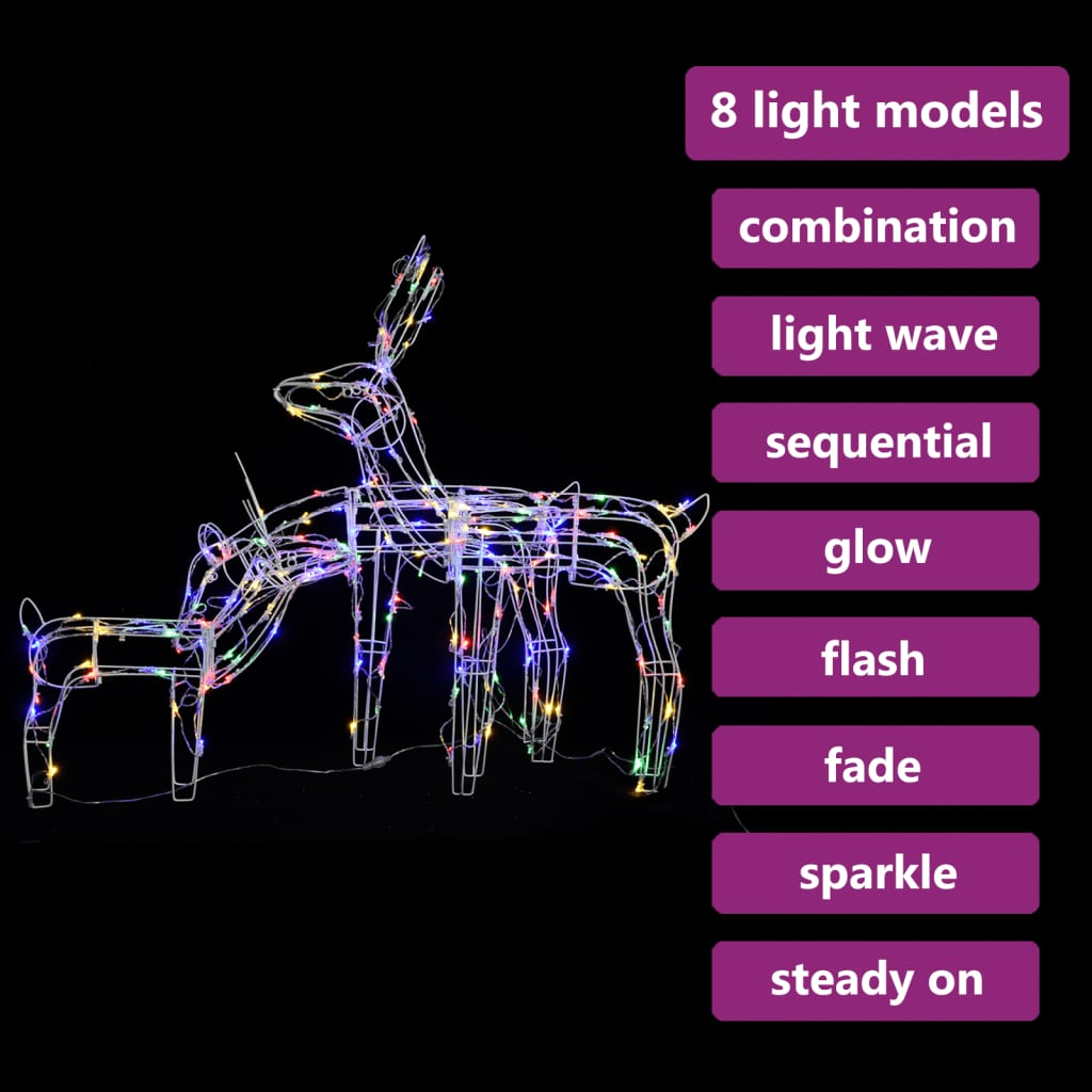 vidaXL 3 Piece Christmas Light Display Reindeers 229 LEDs