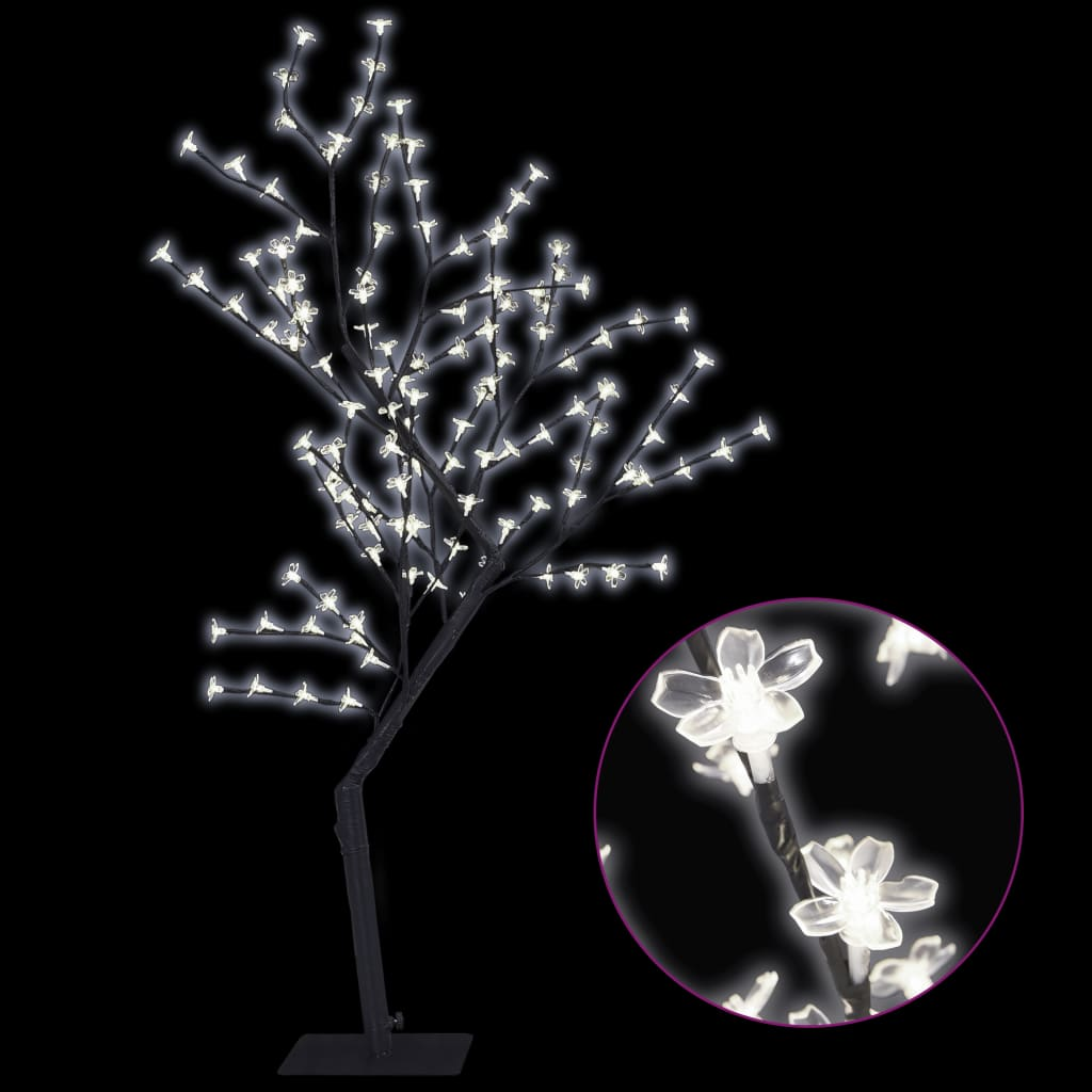 Christmas Tree 128 LEDs Cold White Light Cherry Blossom 4 ft