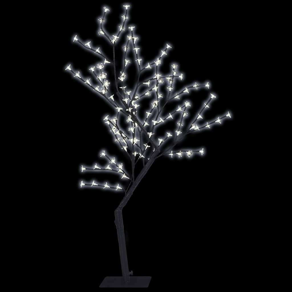 Christmas Tree 128 LEDs Cold White Light Cherry Blossom 4 ft