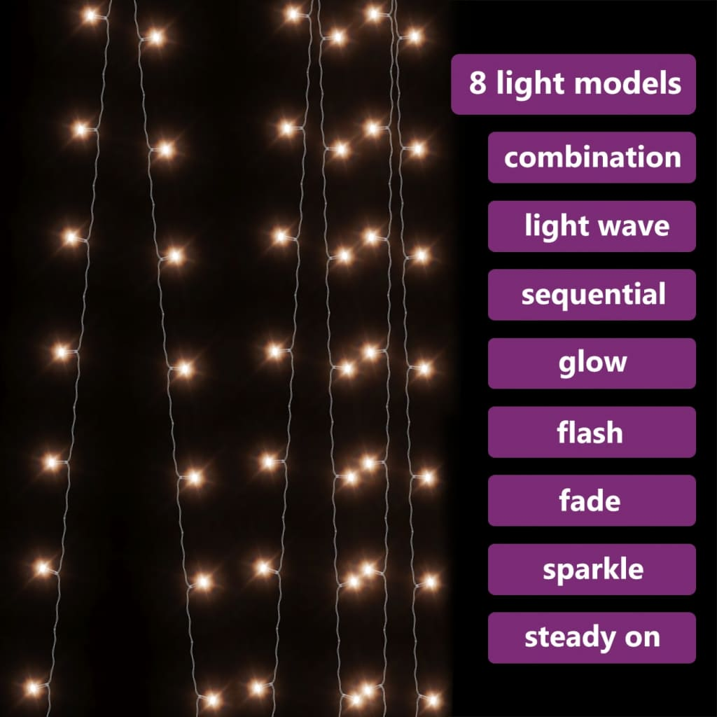 LED Curtain Fairy Lights 9.8'x9.8' 300 LED Warm White 8 Function