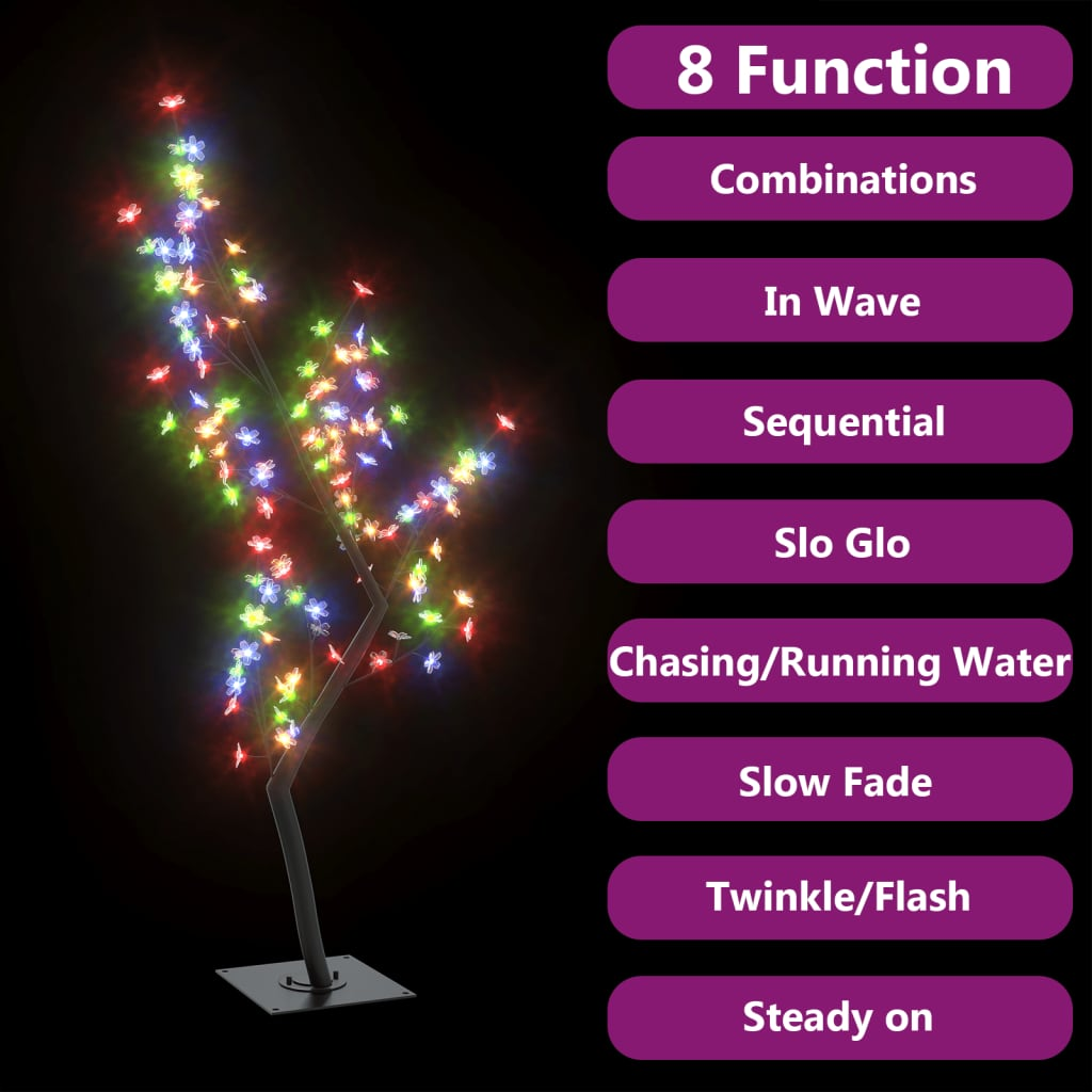 Christmas Tree 128 LEDs Colorful Light Cherry Blossom 4 ft