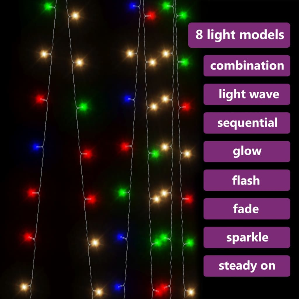 LED Curtain Fairy Lights 9.8'x9.8' 300 LED Colorful 8 Function