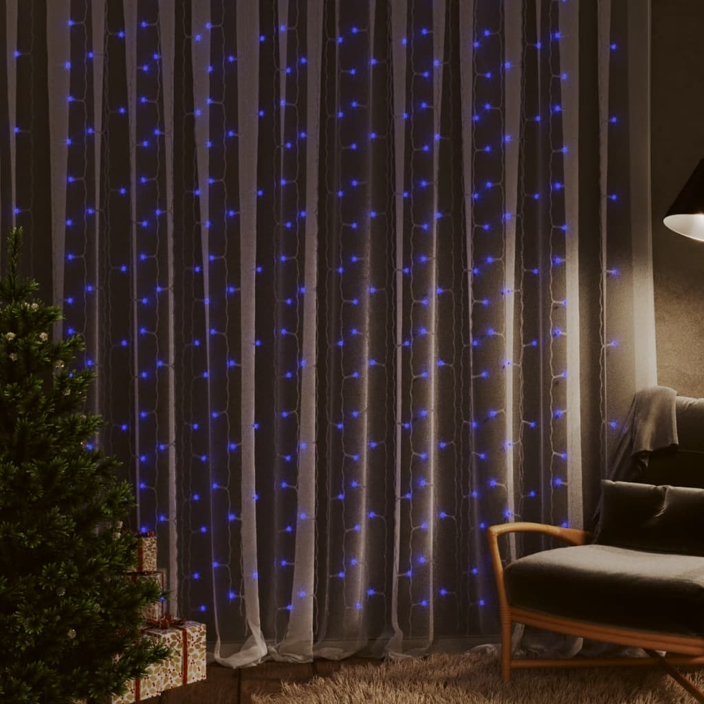 LED Curtain Fairy Lights 9.8'x9.8' 300 LED Blue 8 Function