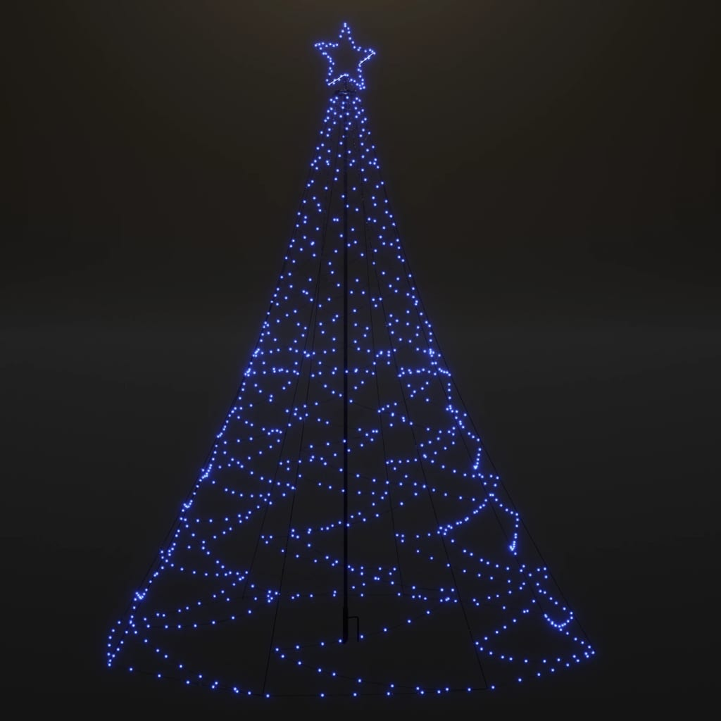 Christmas Tree with Metal Post 500 LEDs Blue 10 ft