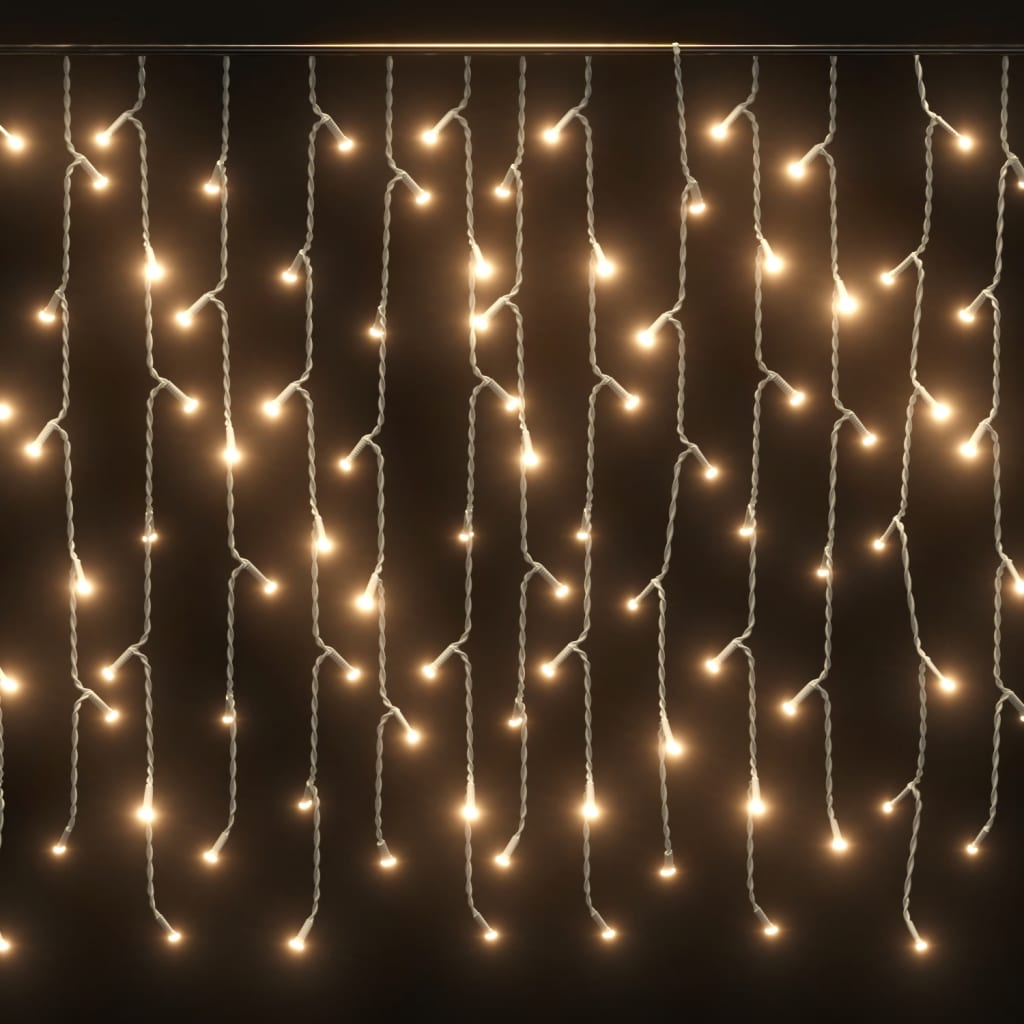 LED Curtain Icicle Lights 393.7" 400 LED Warm White 8 Function