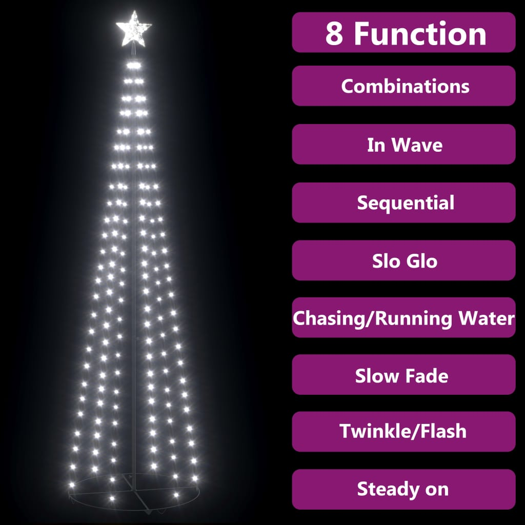 Christmas Cone Tree Cold White 136 LEDs Decoration 2x8 ft