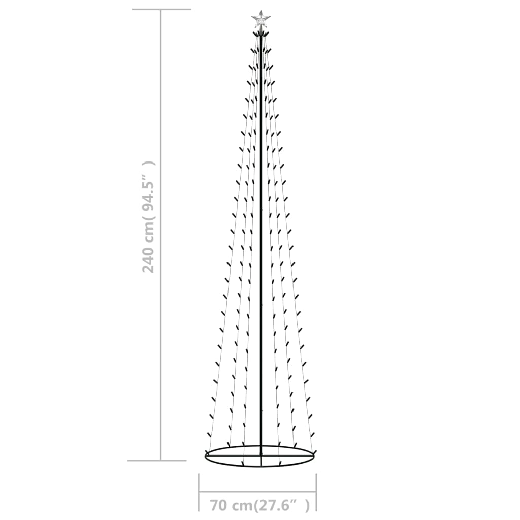 Christmas Cone Tree Cold White 136 LEDs Decoration 2x8 ft