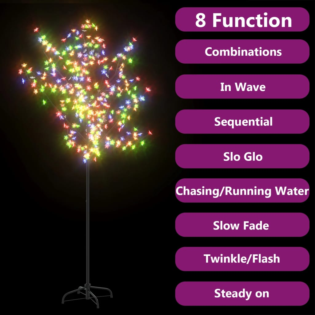 Christmas Tree 200 LEDs Colorful Light Cherry Blossom 6 ft