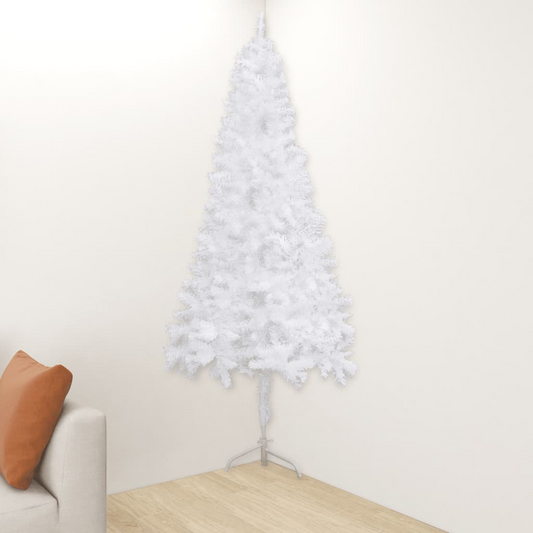 vidaXL Corner Artificial Christmas Tree White 7 ft PVC