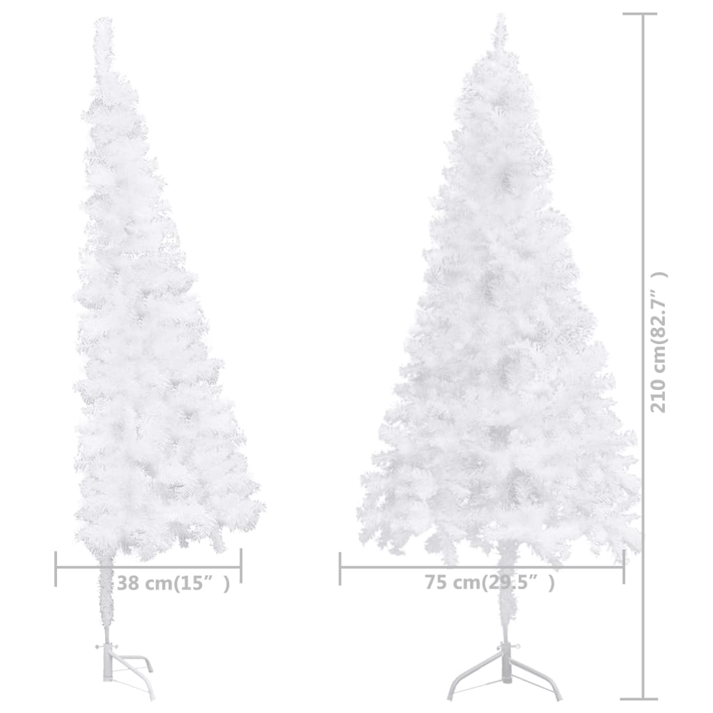 vidaXL Corner Artificial Christmas Tree White 7 ft PVC