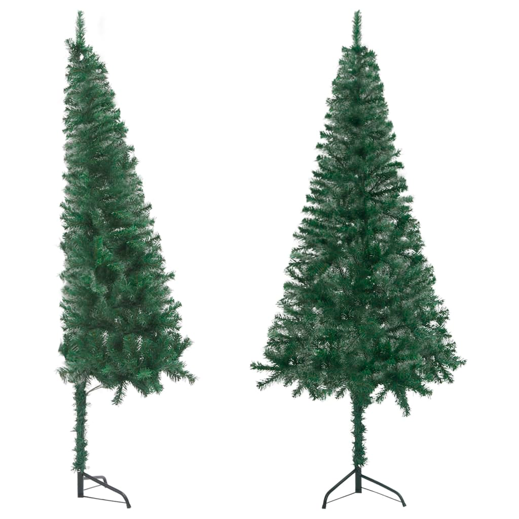 vidaXL Corner Artificial Christmas Tree Green 7 ft PVC