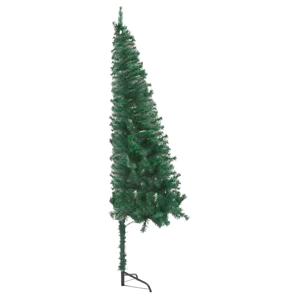 vidaXL Corner Artificial Christmas Tree Green 7 ft PVC