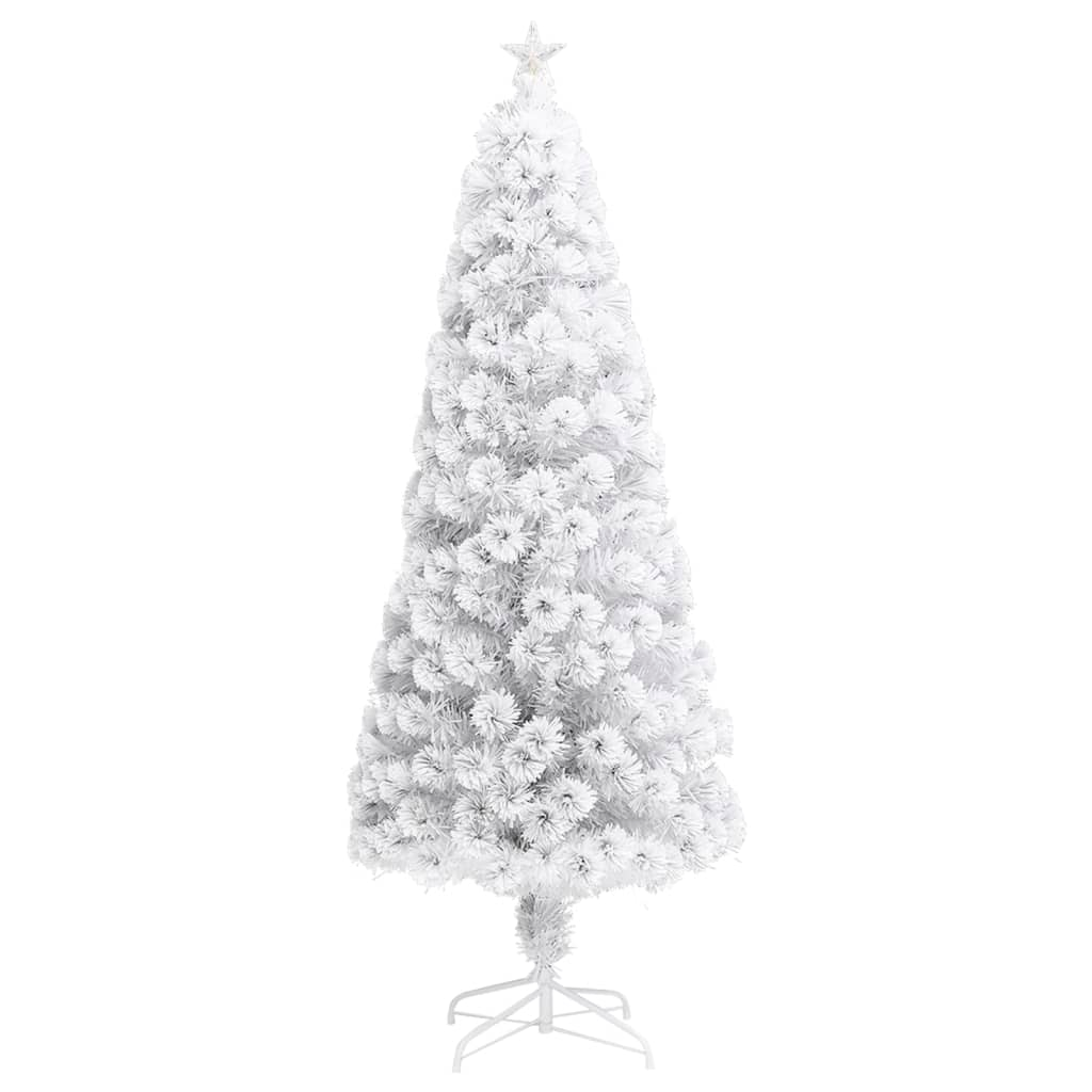 Artificial Pre-lit Christmas Tree White 7 ft Fiber Optic