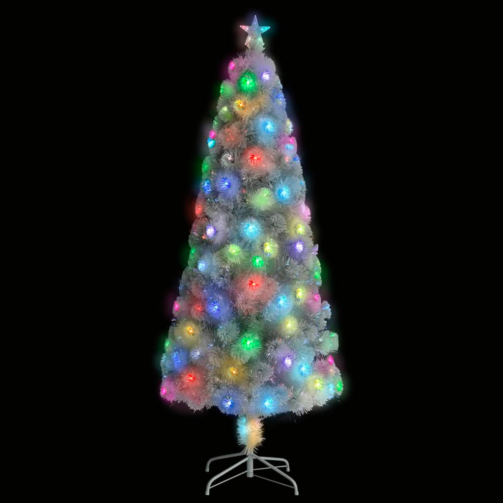 Artificial Pre-lit Christmas Tree White 7 ft Fiber Optic