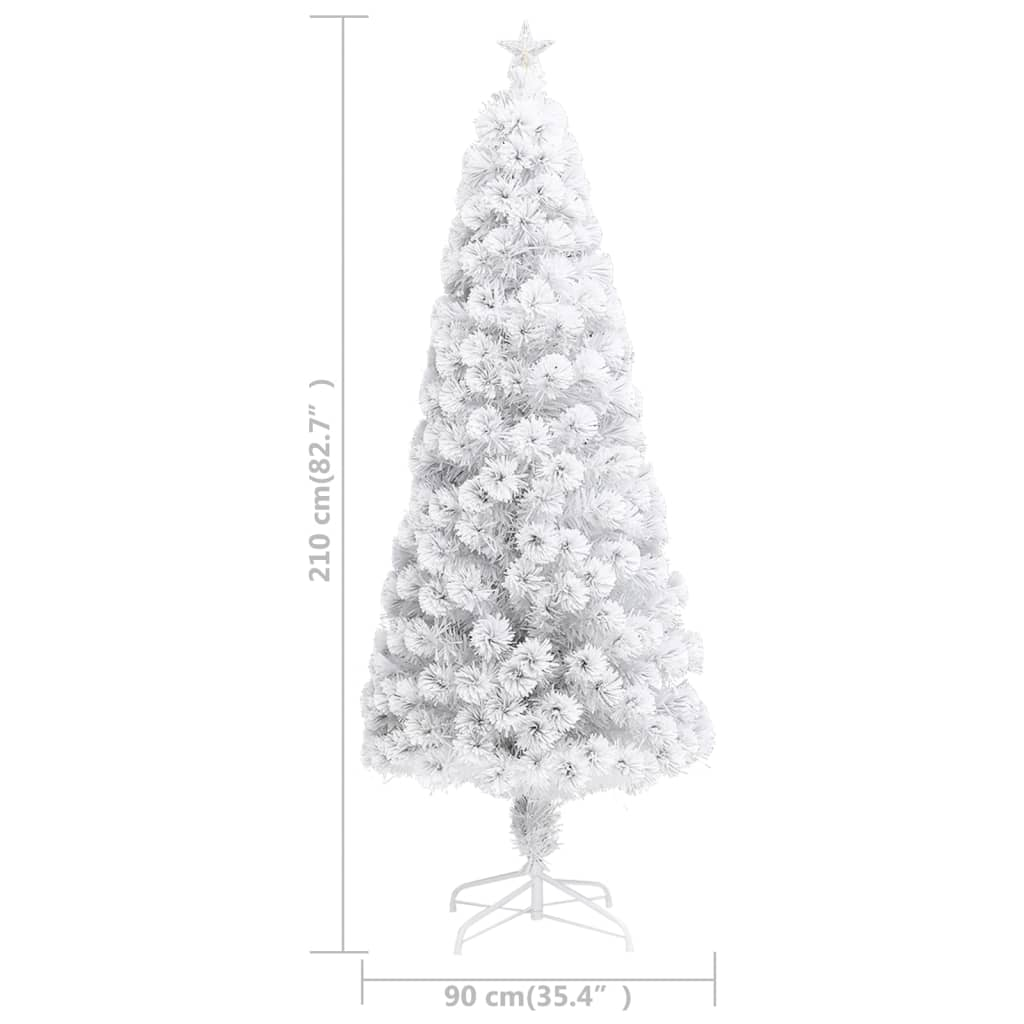 Artificial Pre-lit Christmas Tree White 7 ft Fiber Optic