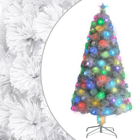 Artificial Pre-lit Christmas Tree White 4 ft Fiber Optic