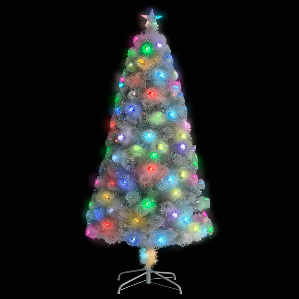 Artificial Pre-lit Christmas Tree White 4 ft Fiber Optic