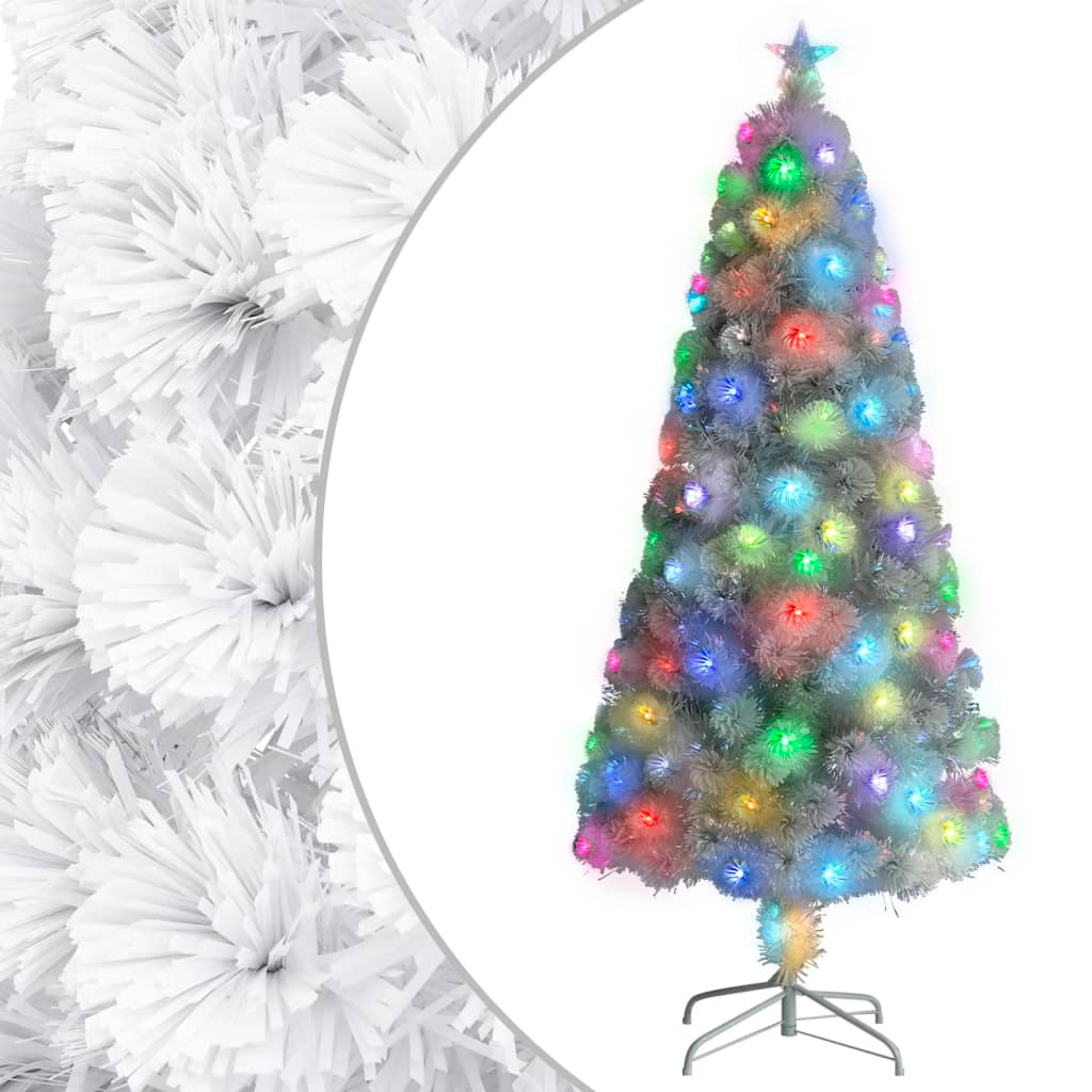 Artificial Pre-lit Christmas Tree White 5 ft Fiber Optic