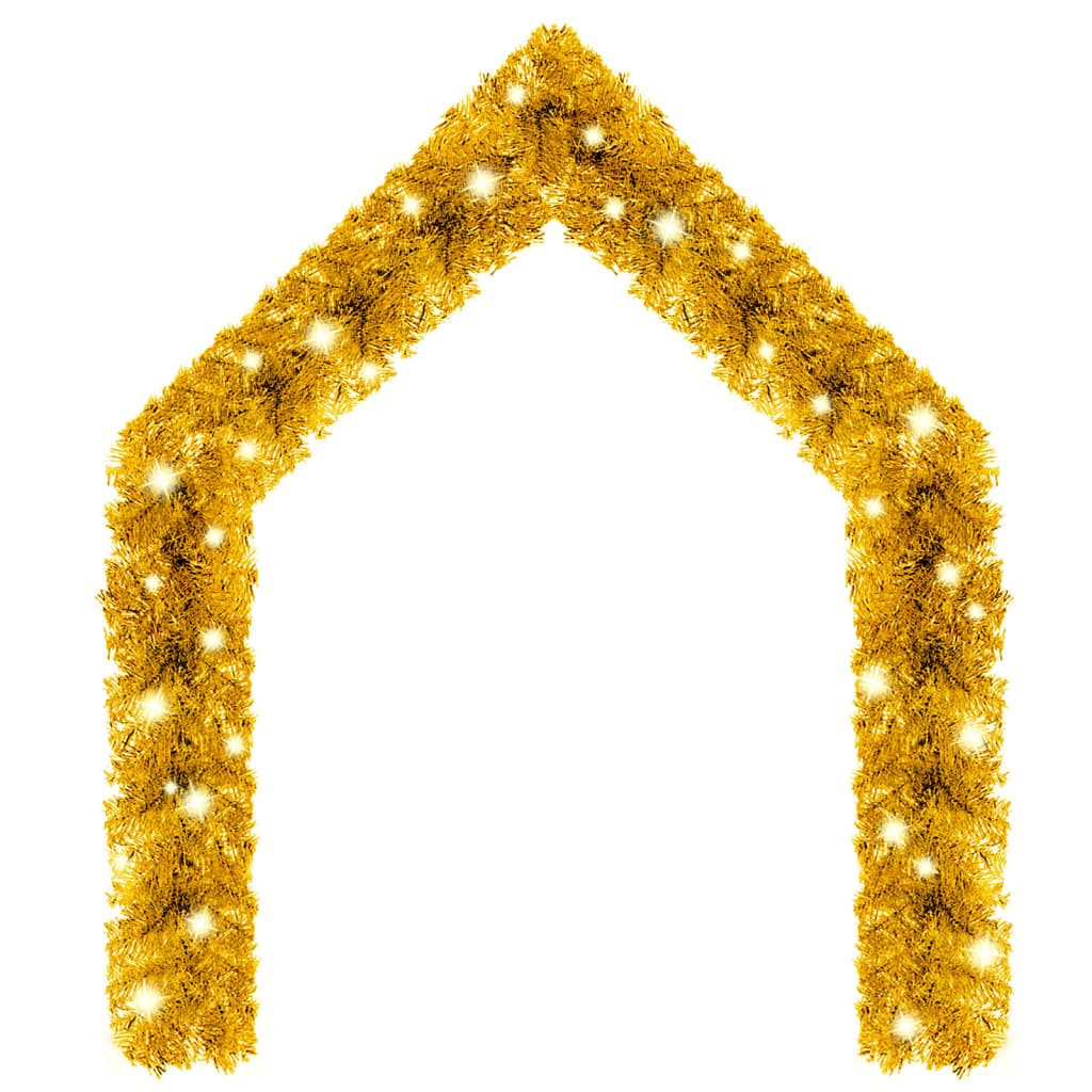 vidaXL Christmas Garland with LED Lights 33 ft Gold