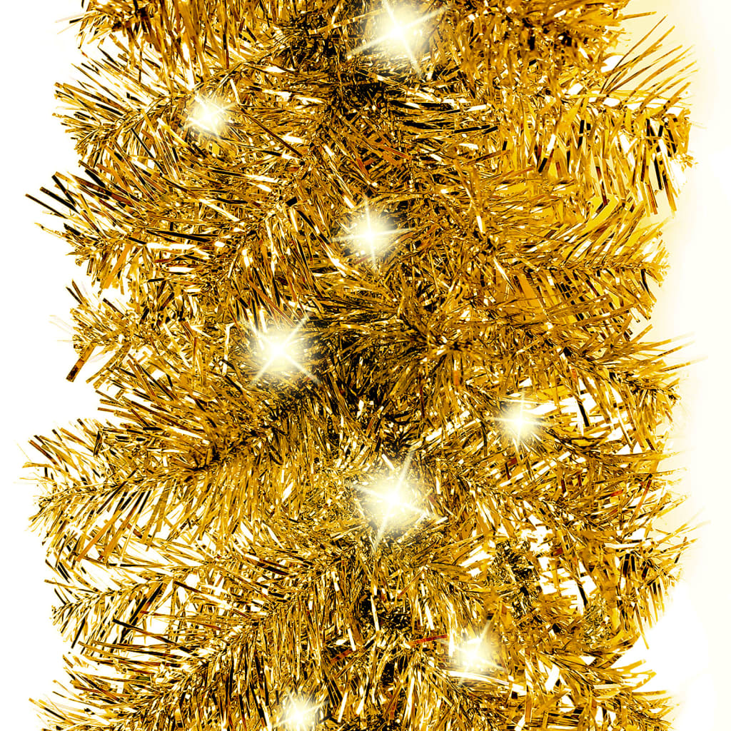 vidaXL Christmas Garland with LED Lights 33 ft Gold