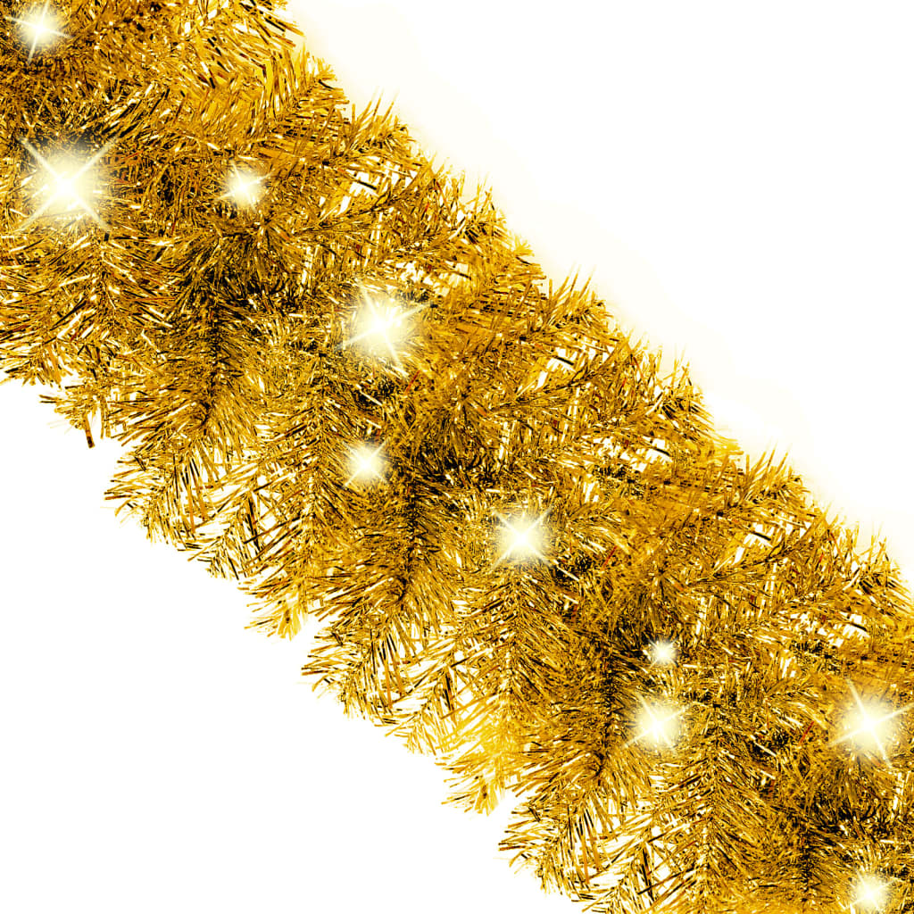 vidaXL Christmas Garland with LED Lights 33 ft Gold