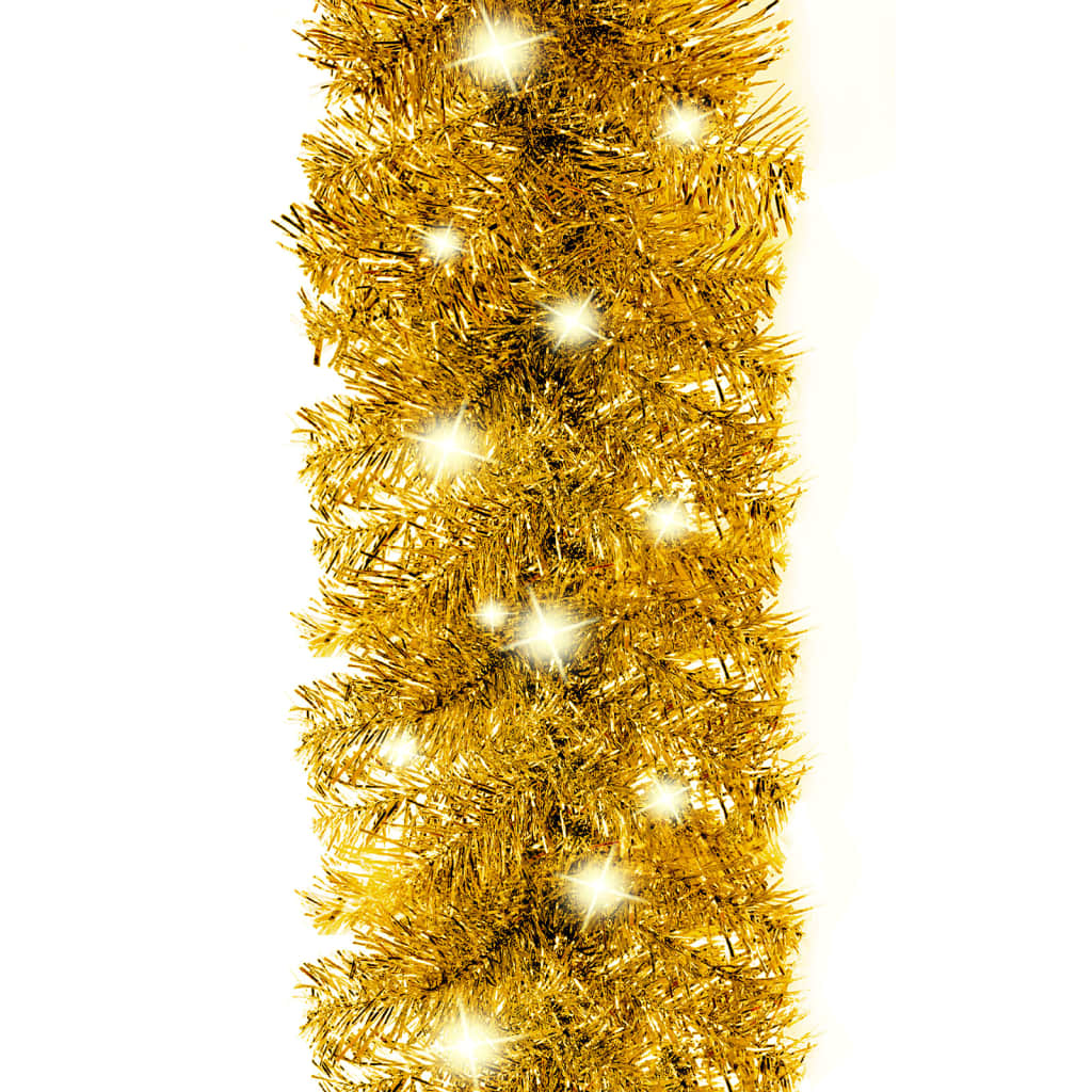 vidaXL Christmas Garland with LED Lights 33 ft Gold