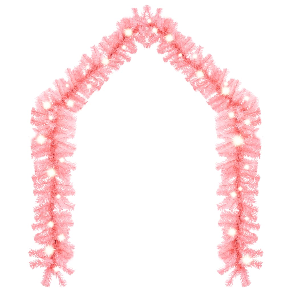 vidaXL Christmas Garland with LED Lights 66 ft Pink