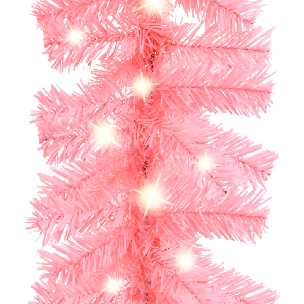 vidaXL Christmas Garland with LED Lights 66 ft Pink