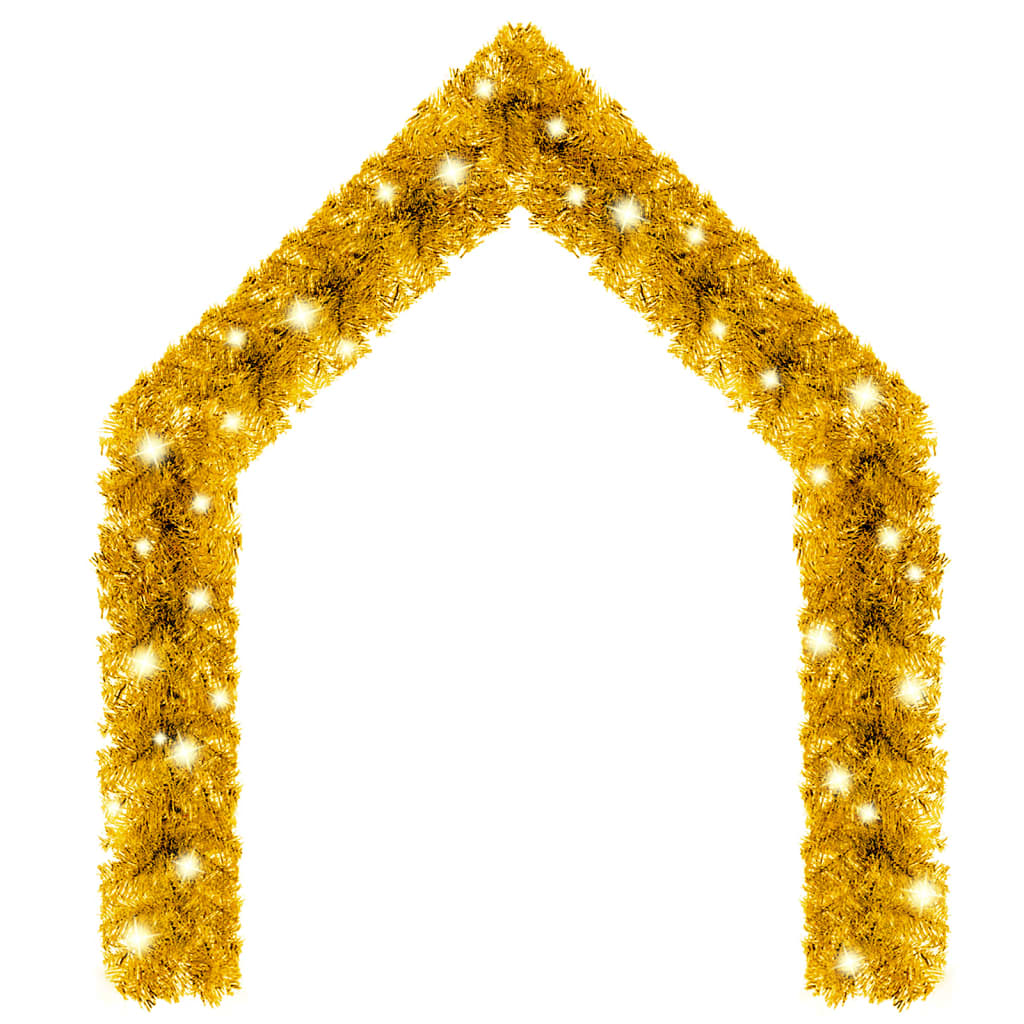 vidaXL Christmas Garland with LED Lights 16 ft Gold