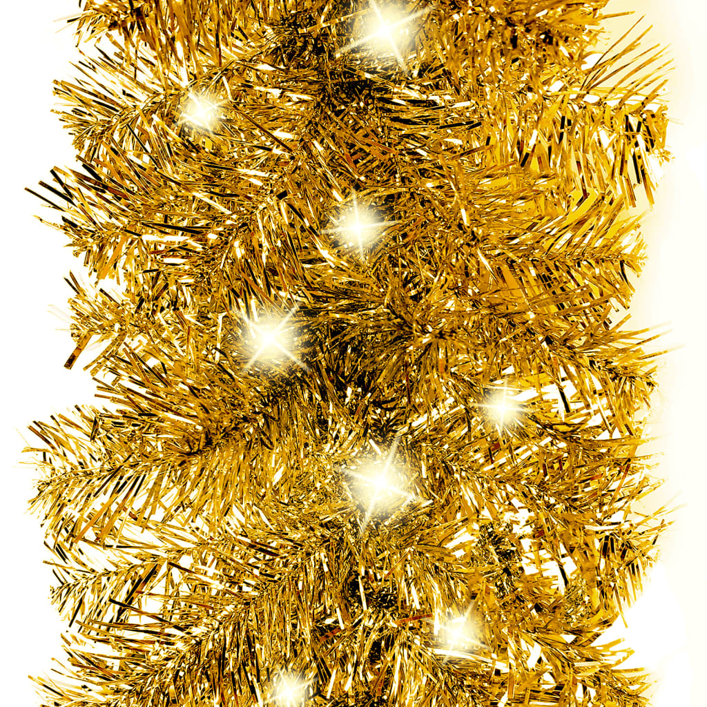 vidaXL Christmas Garland with LED Lights 16 ft Gold