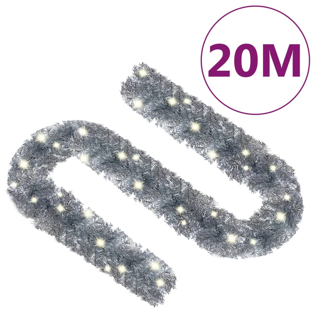 Christmas Garland with LED Lights 66 ft Silver