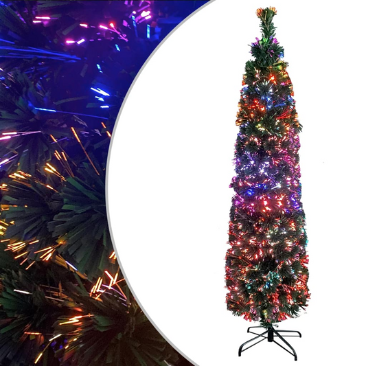 Artificial Slim Christmas Tree with Stand 5 ft Fiber Optic