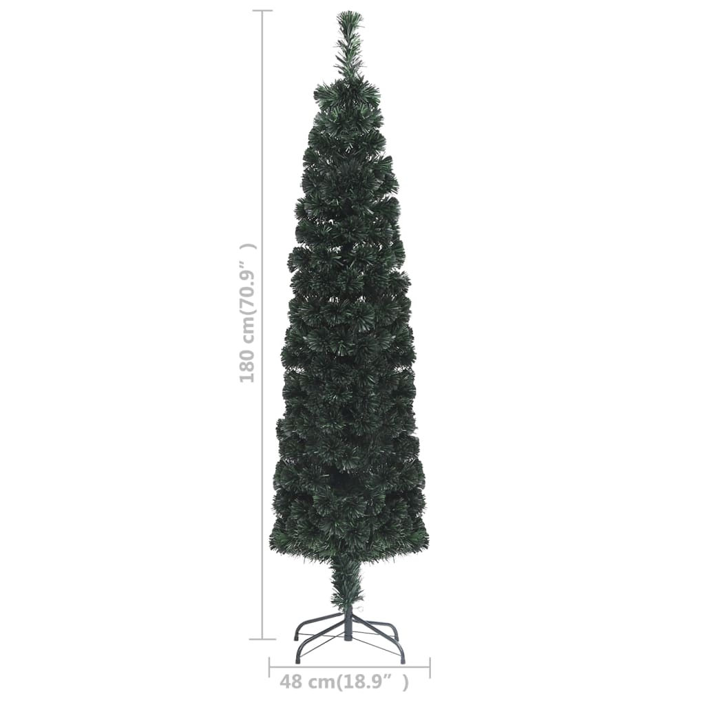 Artificial Slim Christmas Tree with Stand 6 ft Fiber Optic