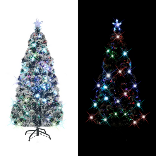 Pre-lit Christmas Tree Green and White 5 ft Fiber Optic