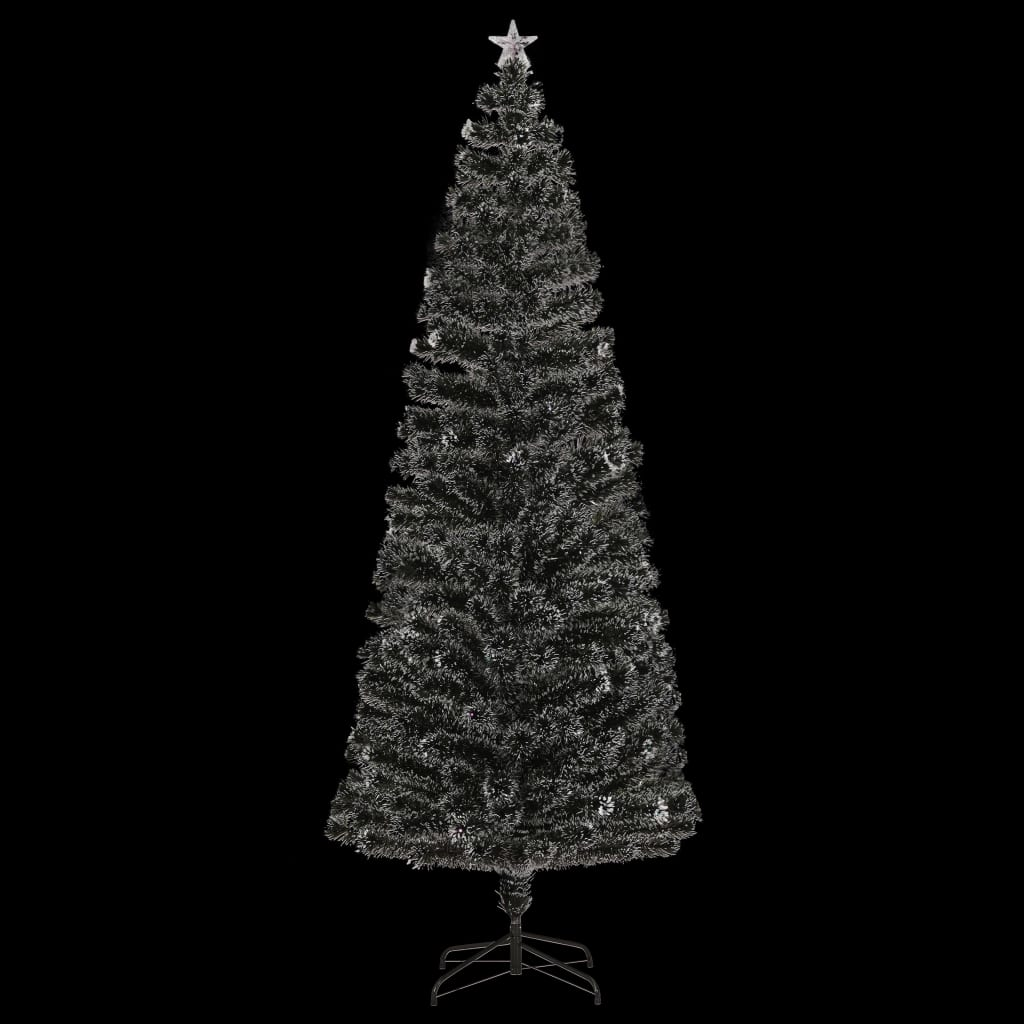 Pre-lit Christmas Tree Green and White 8 ft Fiber Optic