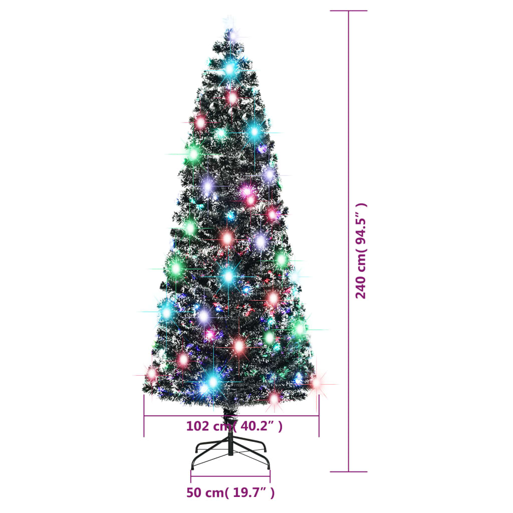 Pre-lit Christmas Tree Green and White 8 ft Fiber Optic