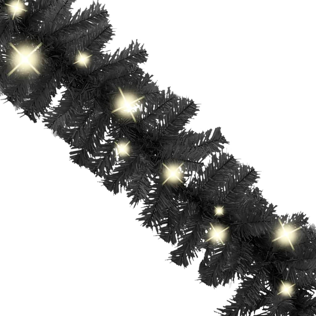 Christmas Garland with LED Lights 33 ft Black