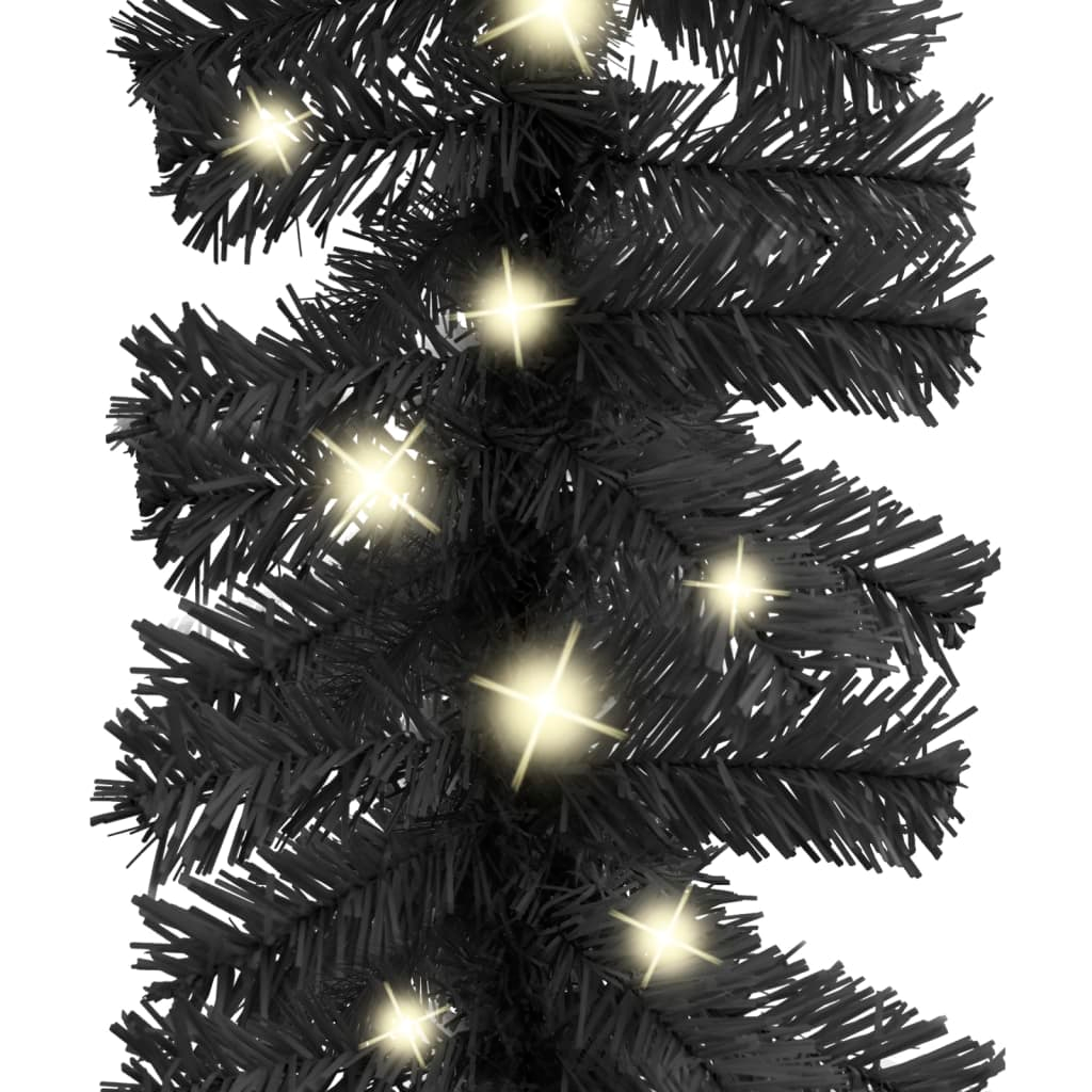 Christmas Garland with LED Lights 33 ft Black