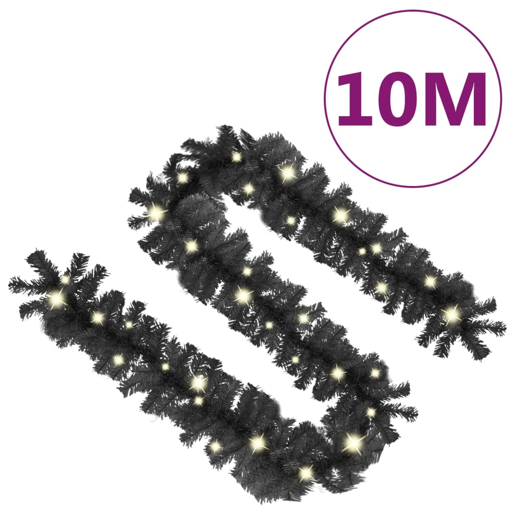 Christmas Garland with LED Lights 33 ft Black