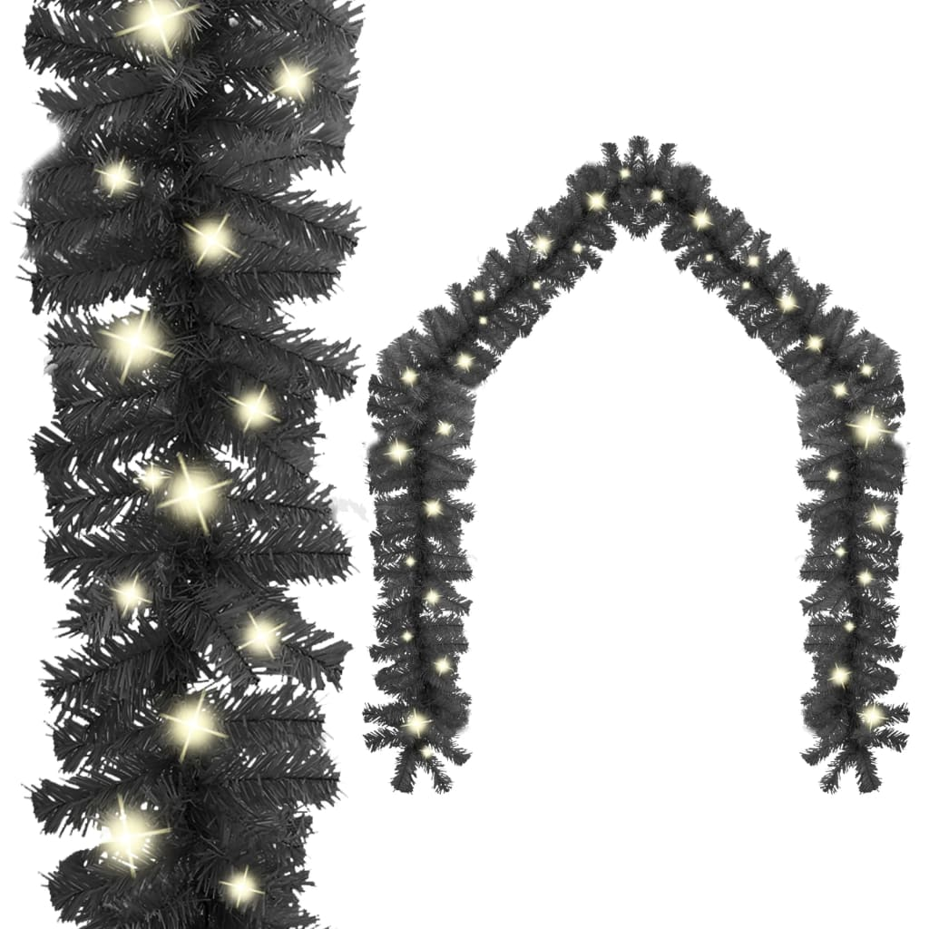 vidaXL Christmas Garland with LED Lights 66 ft Black