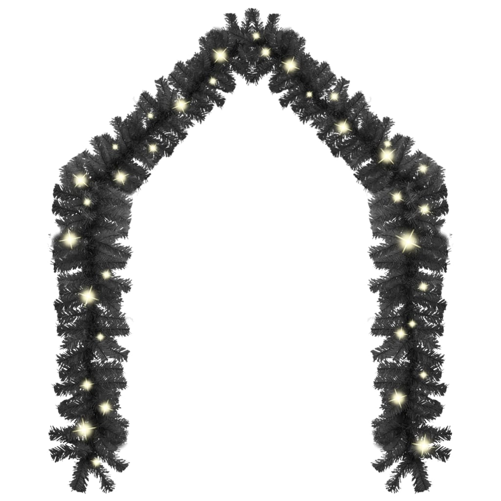 vidaXL Christmas Garland with LED Lights 66 ft Black