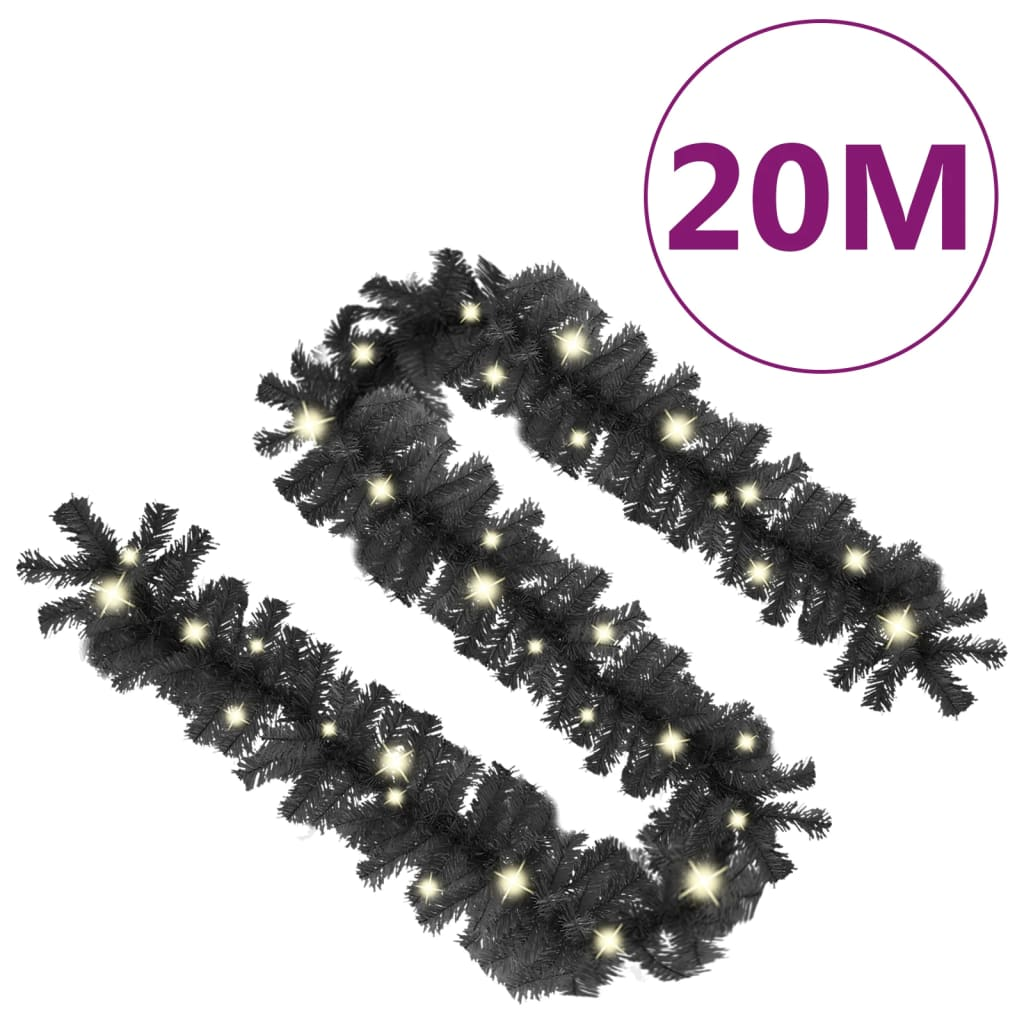 vidaXL Christmas Garland with LED Lights 66 ft Black