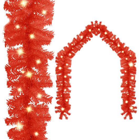 Christmas Garland with LED Lights 33 ft Red