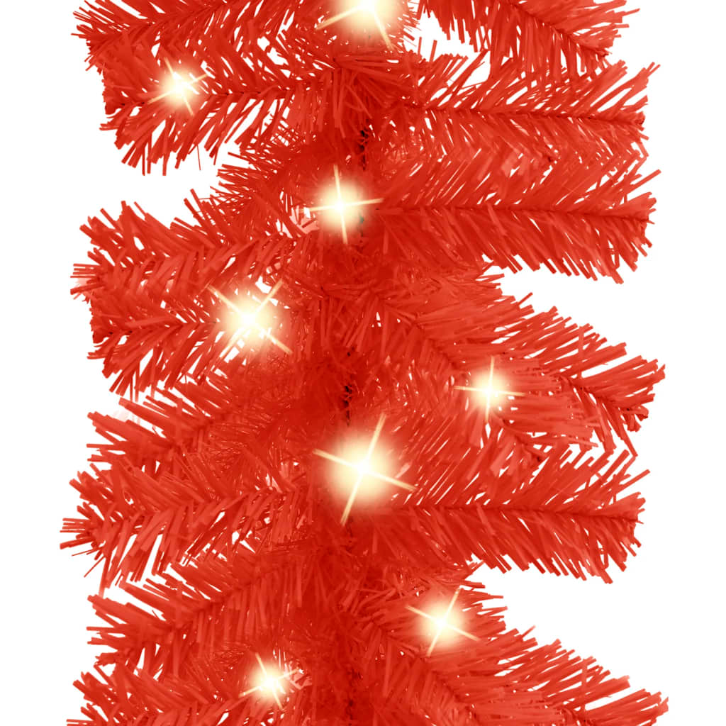 Christmas Garland with LED Lights 33 ft Red