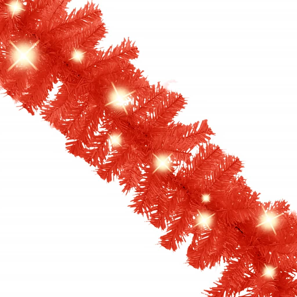 Christmas Garland with LED Lights 33 ft Red