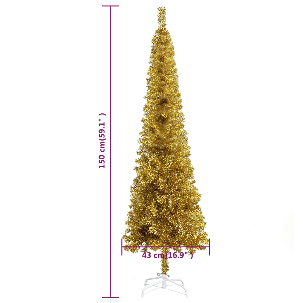 Slim Christmas Tree Gold 5 ft