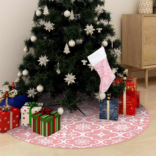 Luxury Christmas Tree Skirt with Sock Pink 5 ft Fabric